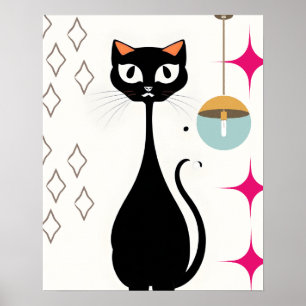 Affiche Chat Noir Rétro Cool