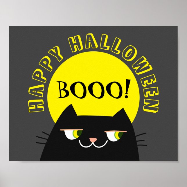 Affiche Chat noir simple drôle d'Halloween (Devant)