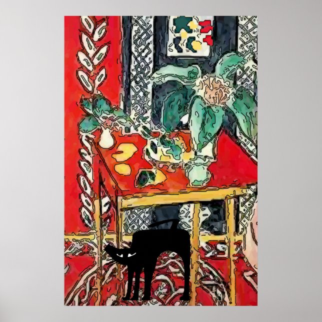 Affiche Chat noir sous la table (Devant)