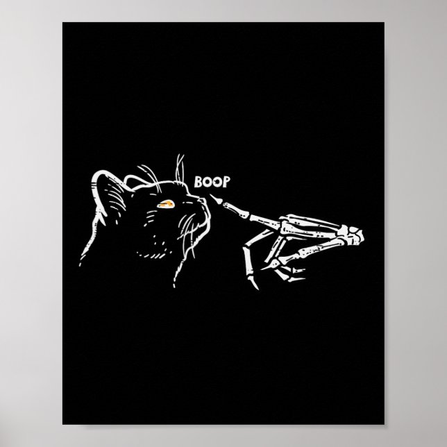 Affiche Chat noir Squelette Halloween Poêle Femme G (Devant)