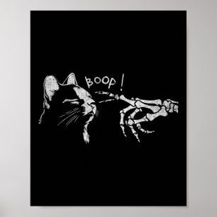 Affiche Chat noir Squelette Main Boop sur le nez d'un chat