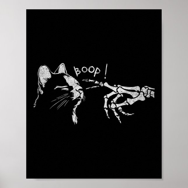 Affiche Chat noir Squelette Main Boop sur le nez d'un chat (Devant)