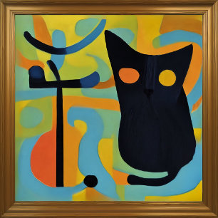 Affiche Chat noir stylisé moderne Abstrait 1:1