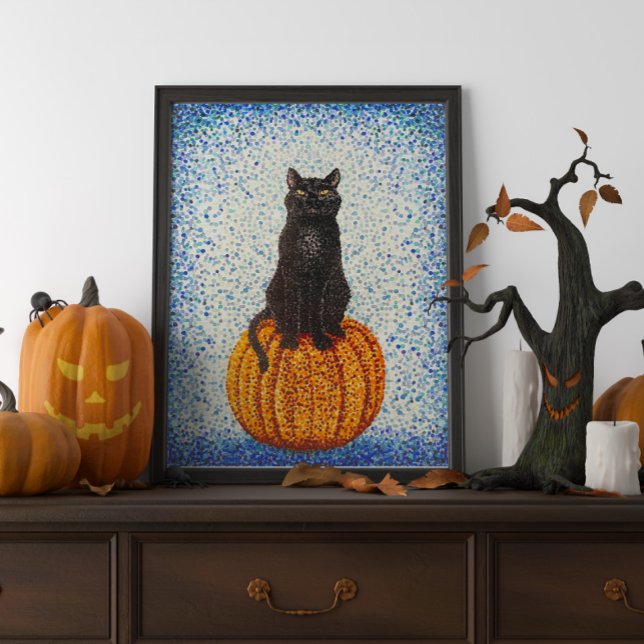 Affiche Chat noir sur l'affiche d'Halloween Citrouille (Créateur téléchargé)