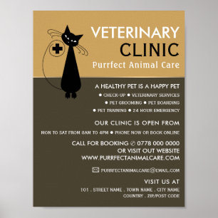 Affiche Chat noir, Vétérinaire, Service vétérinaire