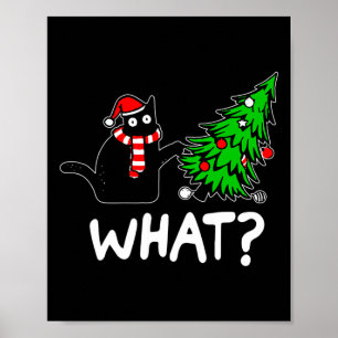 Affiche Chat noir vilain amusant renversant l'arbre de Noë