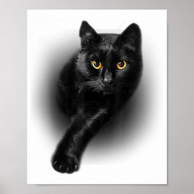 Affiche Chat noir Yellow Eyes T-shirt Chats Tee (Devant)