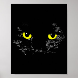 Affiche Chat Noir Yeux Jaunes Visage De Chaton Halloween