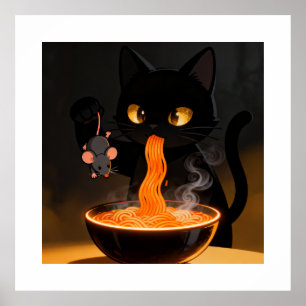 Affiche Chat Obsidienne & Souris Audacieuse – Fête de Rame