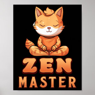 Affiche Chat Orange Yoga Maître Zen Chat Tigre Orange Yoga
