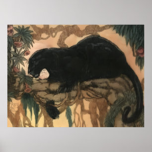 Affiche Chat Panthère Noir Vintage