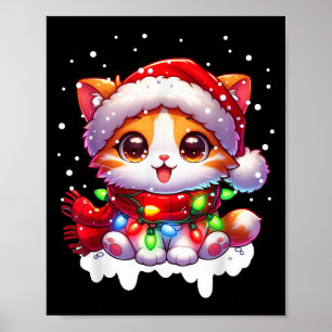 Affiche Chat Père Noël Amusant Tangé Dans La Salle Des Lum
