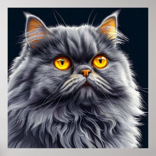 Affiche Chat Persan Aux Yeux Orange Clair