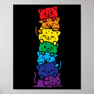 Affiche Chat Pile Arc-en-ciel Fierté Gay Mignon Lgbt Anima
