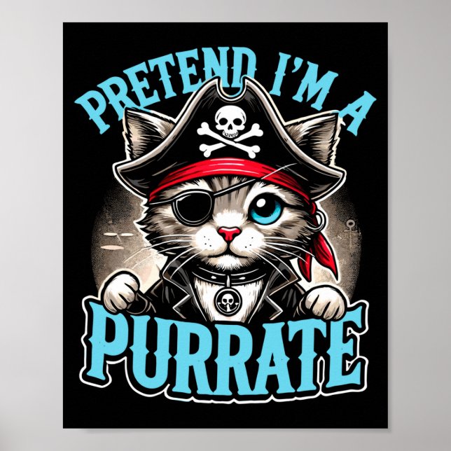 Affiche Chat pirate _ faire semblant d'être un pirate _ ha (Devant)