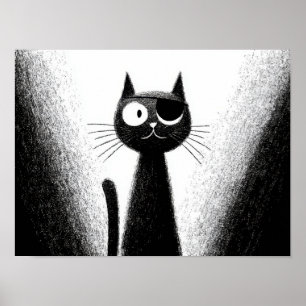 Affiche Chat Pirate - Jolie Illustration Minimaliste de Ch