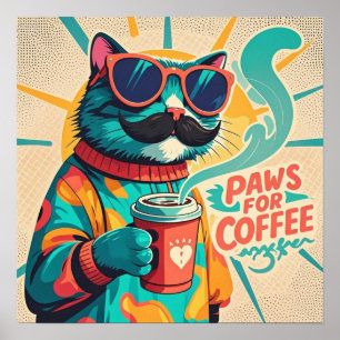 Affiche Chat portant des lunettes de soleil surdimensionné
