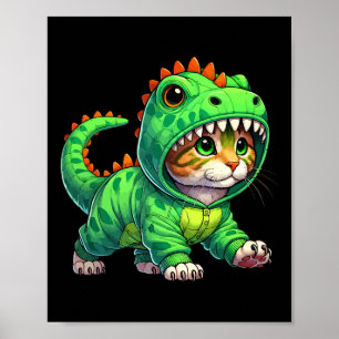Affiche Chat portant un costume de dinosaure Halloween Cos