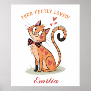 Affiche Chat pour animal de compagnie jouant - Cute Doodle