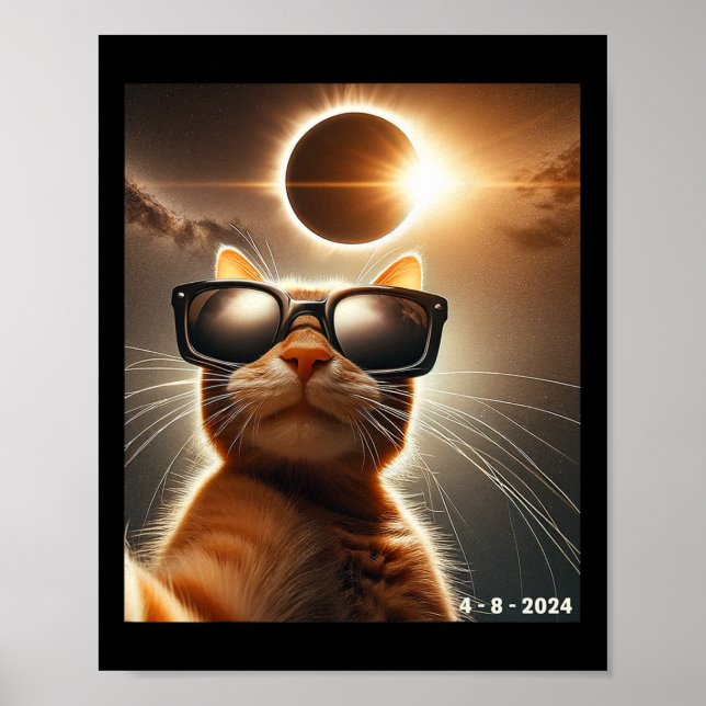 Affiche Chat Prendre Un Selfie Avec Solaire 2024 Eclipse W (Devant)