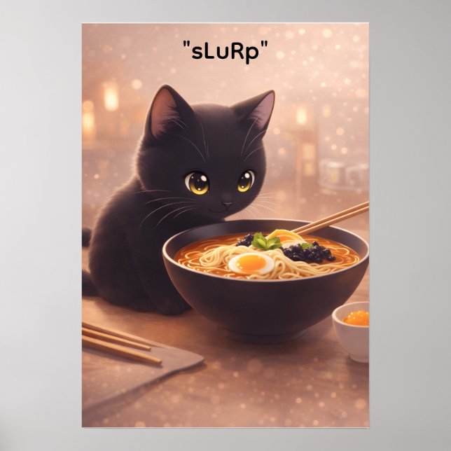 Affiche Chat préparant des ramen à 3 heures du matin Affic (Devant)