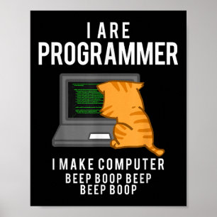 Affiche Chat programmeur de chat d'ordinateur drôle Mème d