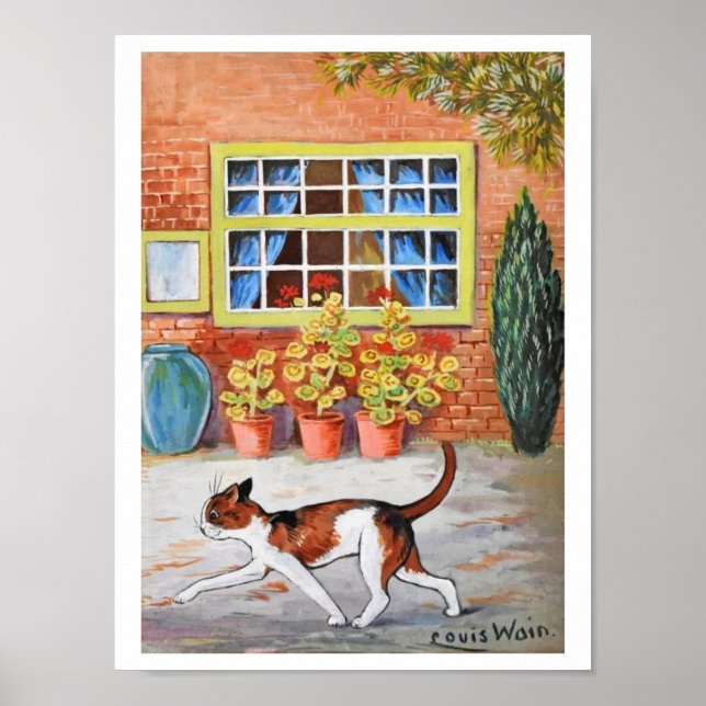 Affiche Chat Prowling, Louis Wain (Devant)