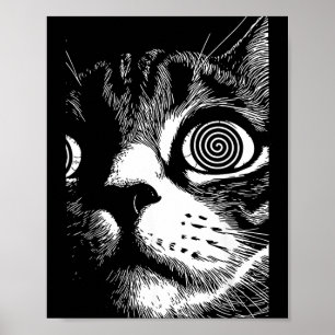 Affiche Chat psychédélique Dark Aesthetic Crust Punk Grung