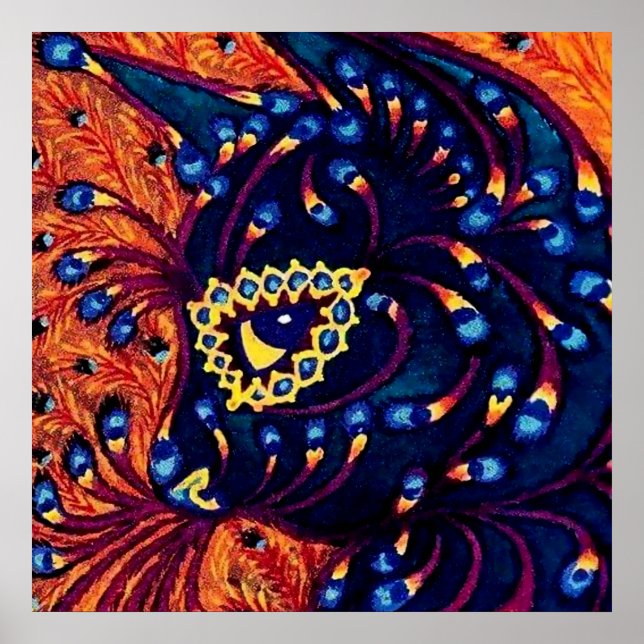 Affiche "Chat psychédélique" de Louis Wain (Devant)