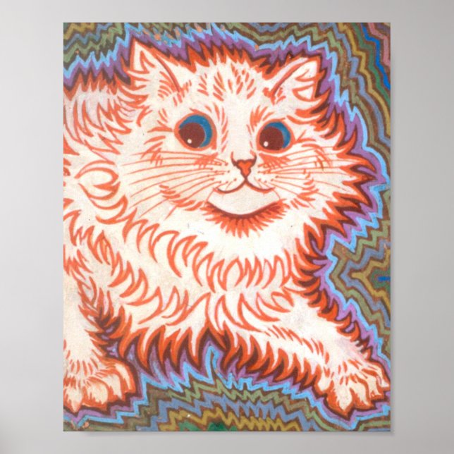 Affiche Chat Psychedélique vintage De Louis Wain (Devant)