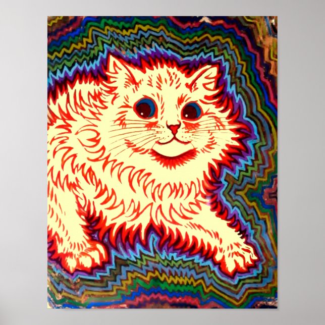 Affiche Chat psychédélique vintage par Louis Wain (Devant)