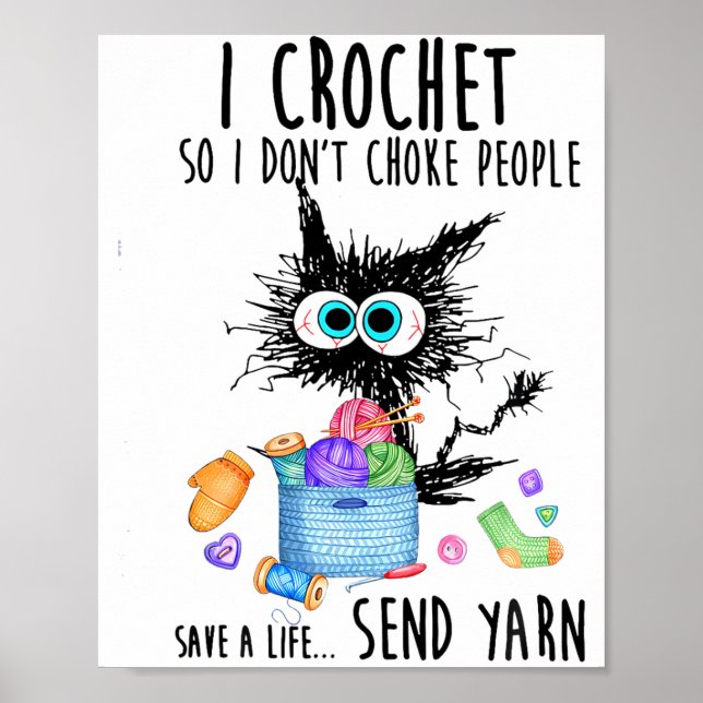 Affiche Chat que je crochète pour ne pas étrangler les gen (Devant)