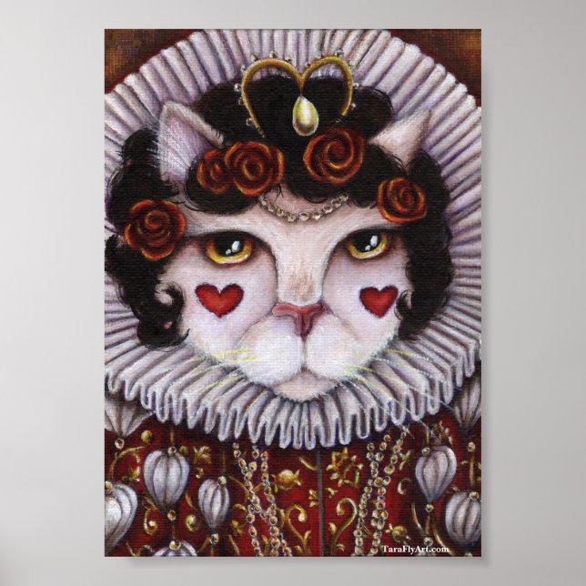 Affiche Chat Queen of Hearts Alice Wonderland Art Pourcent (Devant)