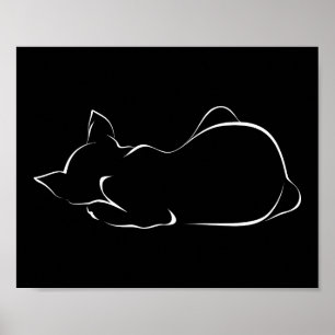 Affiche Chat qui dort. Illustration