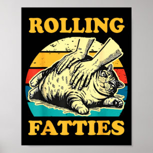 Affiche Chat qui fait rouler des grosses boules drôle pour
