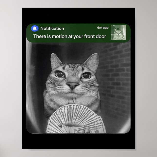 Affiche Chat qui sonne avec Mème de mouvement  (Devant)
