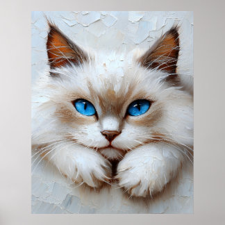 Affiche Chat Ragdoll Gentil – Composition Pastel à l'aquar