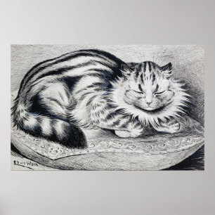 Affiche Chat rayé, Louis Wain