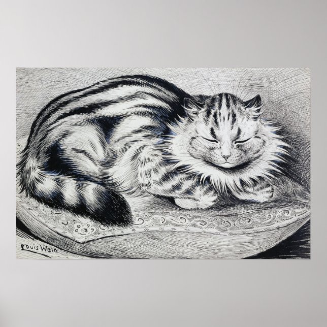 Affiche Chat rayé, Louis Wain (Devant)