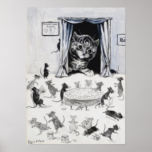Affiche Chat regardant dans le pays des souris, Louis Wain