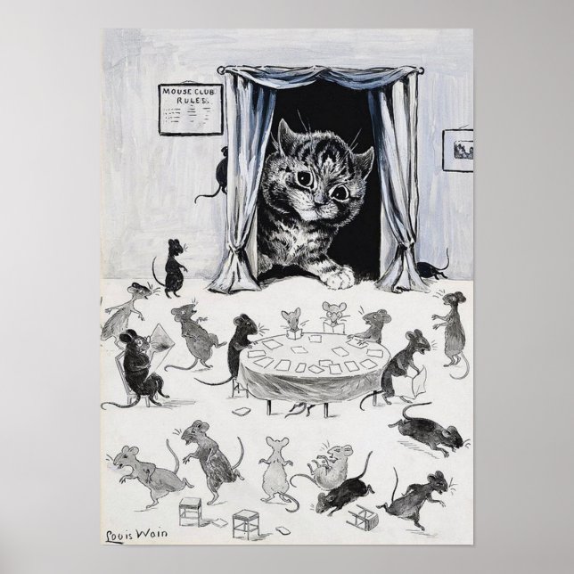 Affiche Chat regardant dans le pays des souris, Louis Wain (Devant)