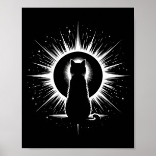 Affiche Chat regardant l'éclipse solaire pour hommes femme