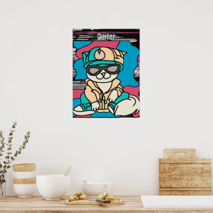 Affiche Chat Retro Street Relaxant Drôle