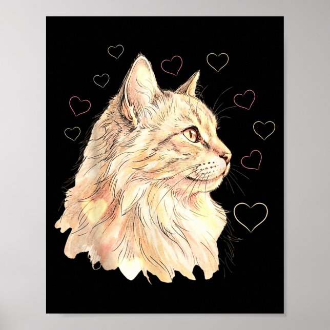 Affiche Chat Romantique De La Saint-Valentin Avec Un Coeur (Devant)