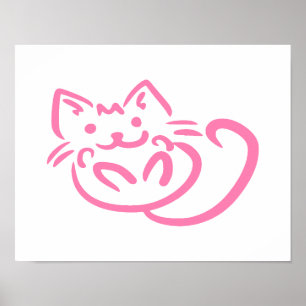 Affiche Chat rose