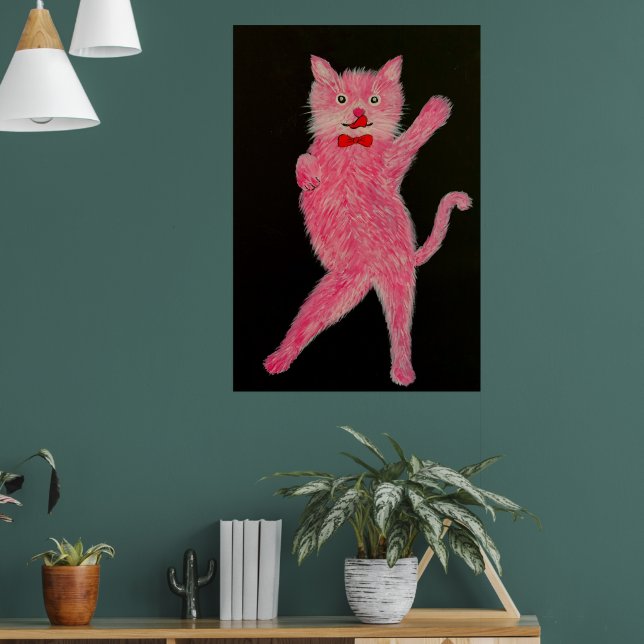 Affiche Chat rose dansant (Salon 1)