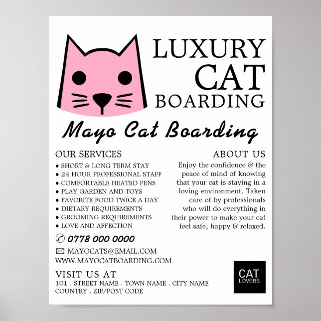 Affiche Chat Rose, Embarquement De Chats, Publicité De Cat (Devant)