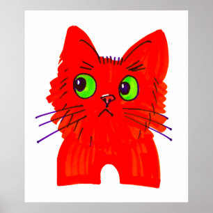 Affiche Chat rouge vif — Wonder à grand oeil avec une tors