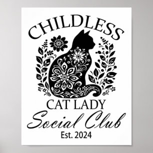 Affiche Chat sans enfants Dames Social Club Mème Chat Kama