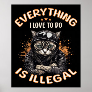 Affiche Chat sarcastique drôle Bad Kitty Thug Gangster Cha